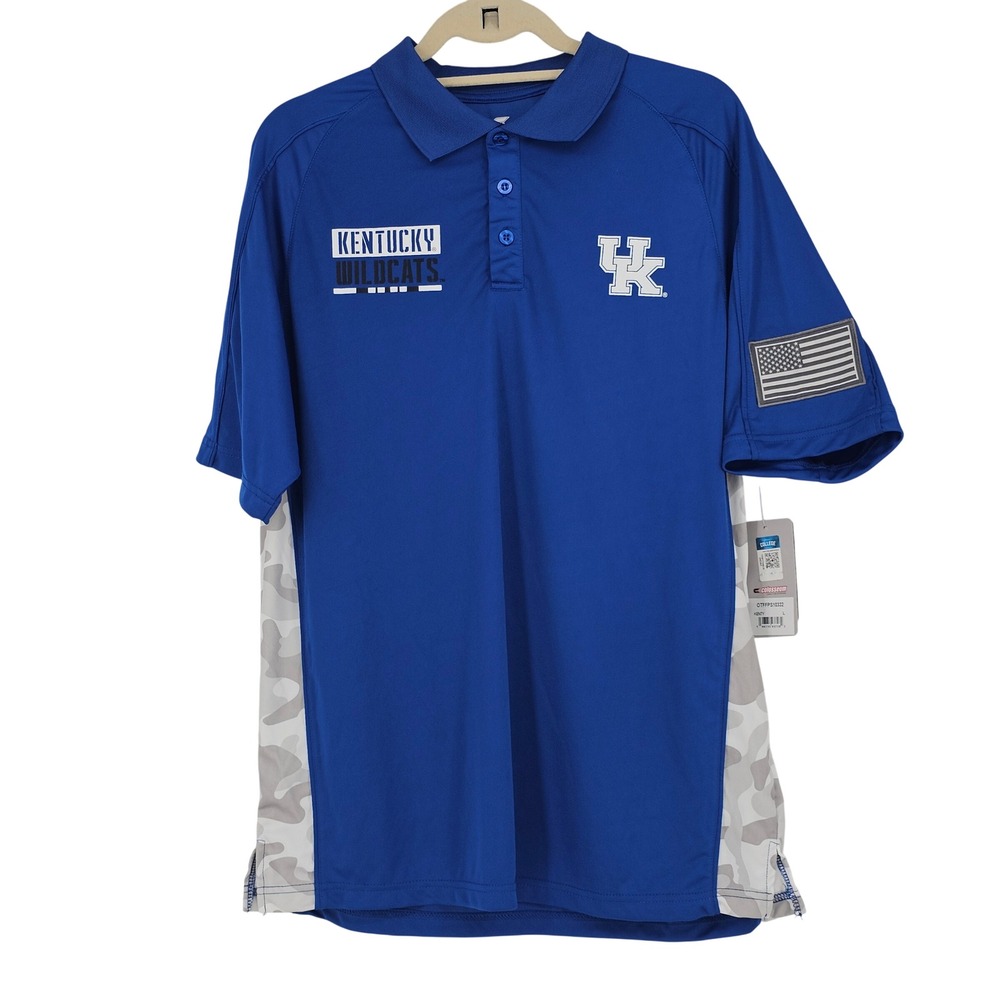 Kentucky Wildcats Colosseum OHT Polo Large Blue Camo Gameday Deadstock NWT